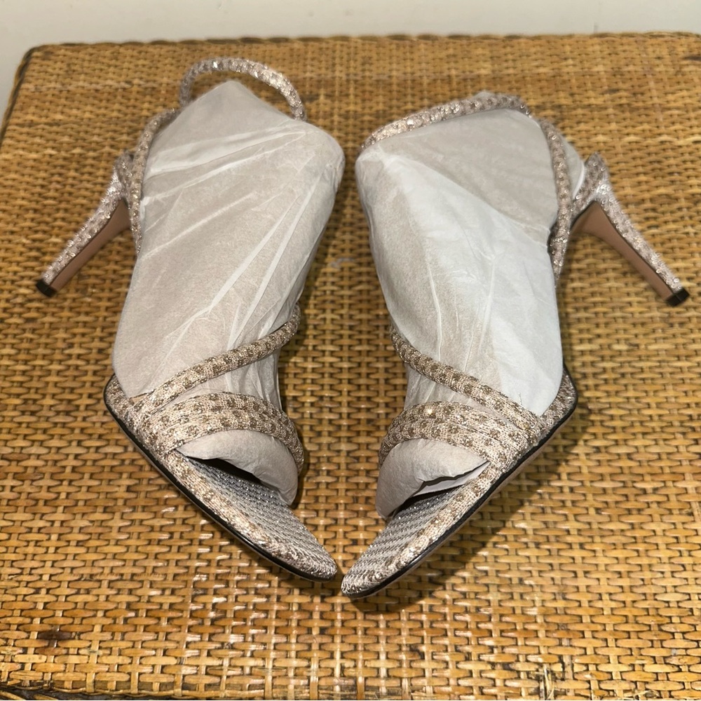 Rebecca Minkoff Women’s Size 8M RB Nanine Metallic Nude Sparkle Mesh Heel Glam - Picture 11 of 16